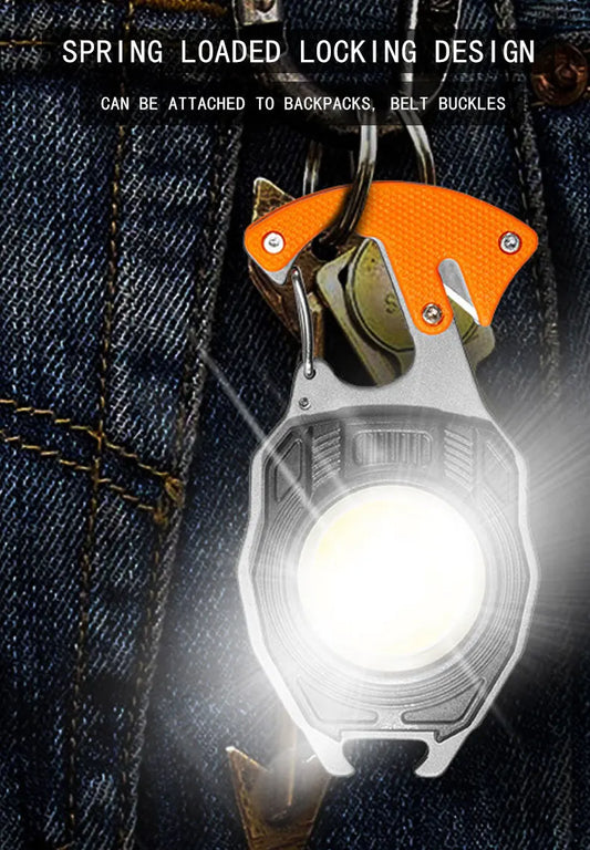Multi-functional keychain flashlight