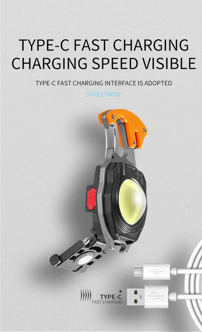 Multi-functional keychain flashlight