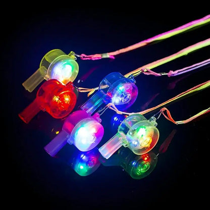LED Light Up Whistle with Lanyard Necklace